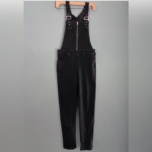 Levis denim jean overalls zipper side zip black 27 skinny cropped ankle